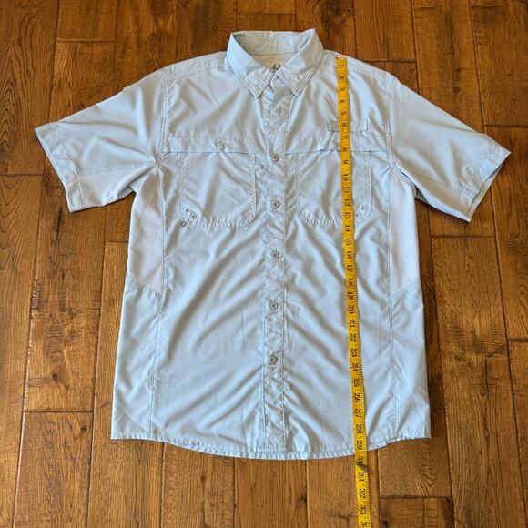 Lot of 2 REALTREE Vented Fishing Short Sleeve Button Up Shirt Orange Blue Mens S - Picture 2 of 9